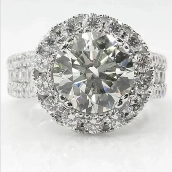 NEW LUXURY ENGAGEMENT 925STERLING SILVER DIAMOND RING